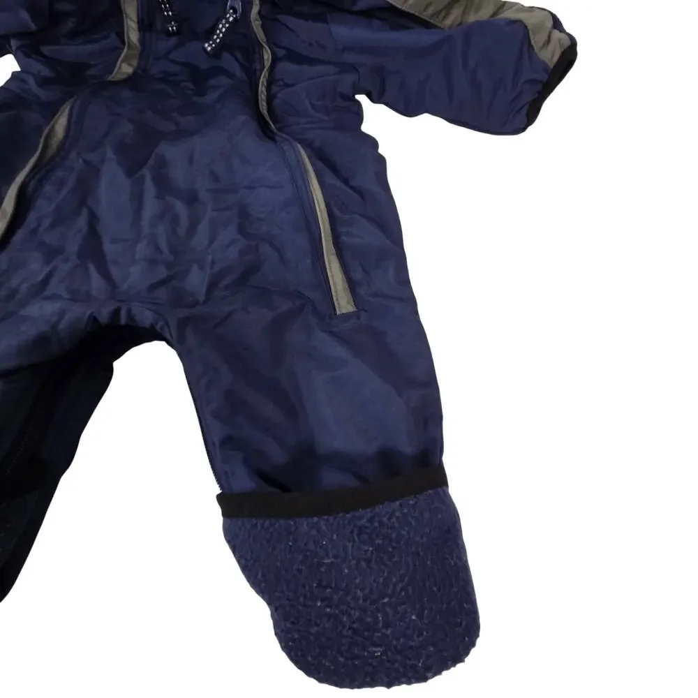 Big Chill Insulated Snowsuit Navy Blue Hooded with Dual Full Length Zippers 3-6m
